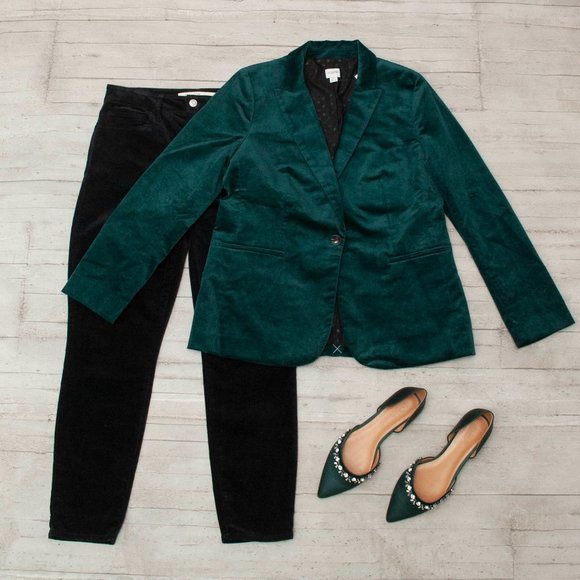 NWT J. Crew Velveteen Blazer in Old Forest size 6 - Picture 1 of 9
